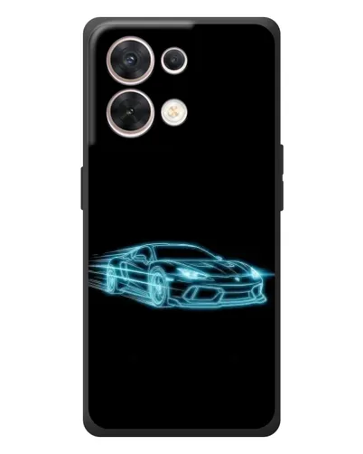 Чехол для OPPO Reno 8 5G с картинкой «Неоновый контур Lamborghini»