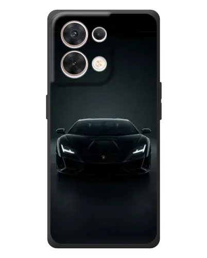 Чехол для OPPO Reno 8 5G с картинкой «Черный Lamborghini Aventador»
