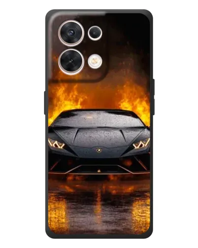 Чехол для OPPO Reno 8 5G с картинкой «Lamborghini в огне»