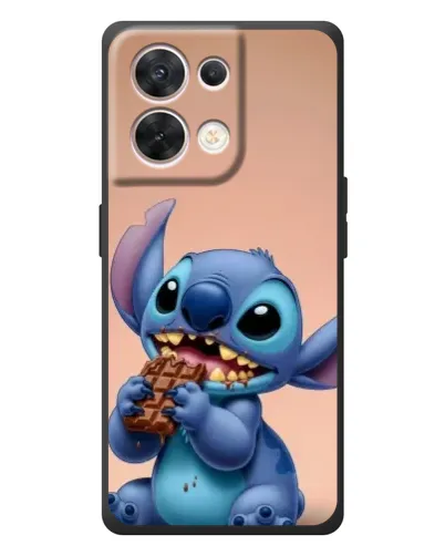 Чехол для OPPO Reno 8 5G с картинкой «Стич ест шоколад»