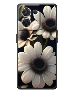 Чехол для OPPO Reno 8 5G с картинкой «Белые маргаритки макро»