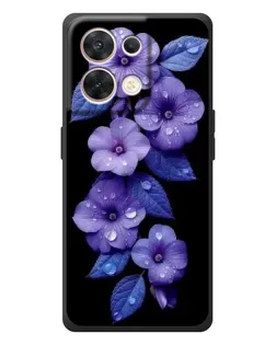 Чехол для OPPO Reno 8 5G с картинкой «Фиолетовые цветы с росою»