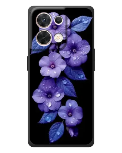 Чехол для OPPO Reno 8 5G с картинкой «Фиолетовые цветы с росою»