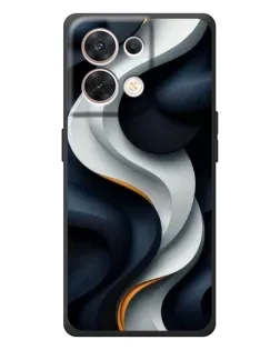 Чехол для OPPO Reno 8 5G с картинкой «Объемные черно-белые ленты»