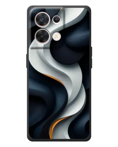 Чехол для OPPO Reno 8 5G с картинкой «Объемные черно-белые ленты»