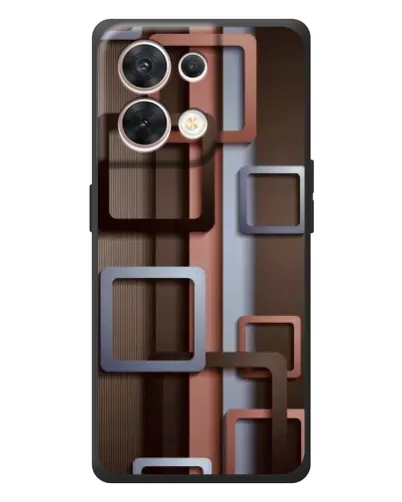 Чехол для OPPO Reno 8 5G с картинкой «Коричневые объемные квадраты»