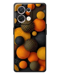 Чехол для OPPO Reno 8 5G с картинкой «Объемные оранжевые сферы»