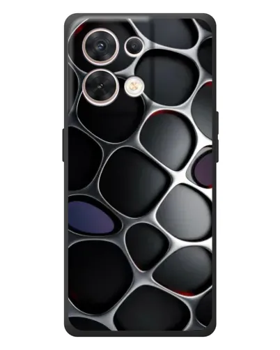 Чехол для OPPO Reno 8 5G с картинкой «Объемная темная решетка»