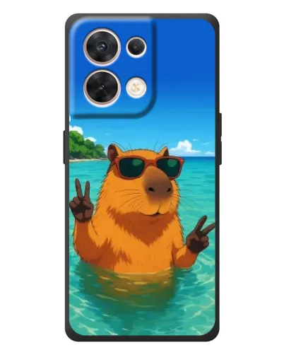 Чехол для OPPO Reno 8 5G с картинкой «Морская капибара»