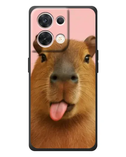 Чехол для OPPO Reno 8 5G с картинкой «Капибара с языком»