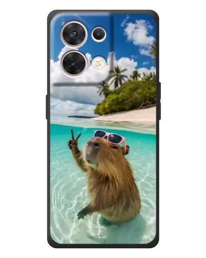 Чехол для OPPO Reno 8 5G с картинкой «Капибара на море»