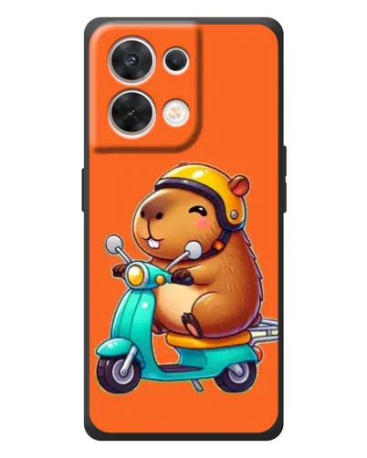 Чехол для OPPO Reno 8 5G с картинкой «Капибара на скутере»