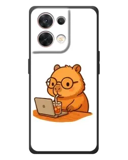 Чехол для OPPO Reno 8 5G с картинкой «Капибара с ноутбуком»