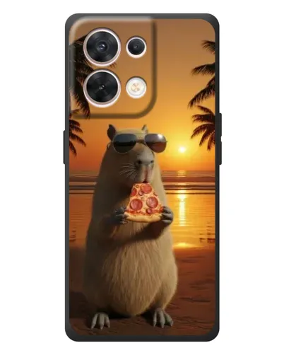 Чехол для OPPO Reno 8 5G с картинкой «Капибара с пиццей»