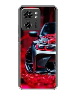 Чехол для OPPO Reno 8 Pro 5G с картинкой «Спортивная BMW и цветы»