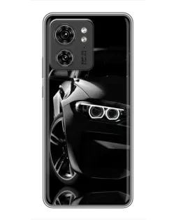 Чехол для OPPO Reno 8 Pro 5G с картинкой «Черная BMW — профиль»