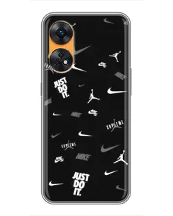 Чехол для OPPO Reno 8T с картинкой «Nike Black Pattern»