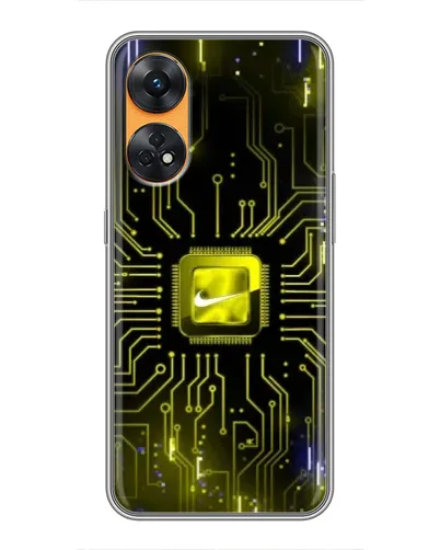 Чехол для OPPO Reno 8T с картинкой «Nike — золотая искра»