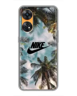 Чехол для OPPO Reno 8T с картинкой «Тропический принт Nike» Чехол для OPPO Reno 8T с картинкой «Тропический принт Nike»