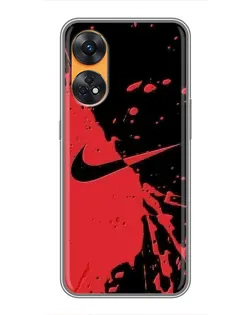 Чехол для OPPO Reno 8T с картинкой «Красные брызги Nike» Чехол для OPPO Reno 8T с картинкой «Красные брызги Nike»