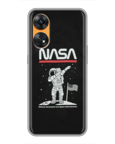 Чехол для OPPO Reno 8T с картинкой «NASA — шагаем по Луне»