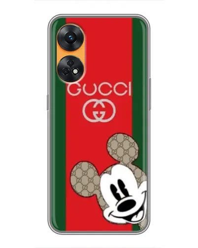 Чехол для OPPO Reno 8T с картинкой «Gucci — полосы и Микки»