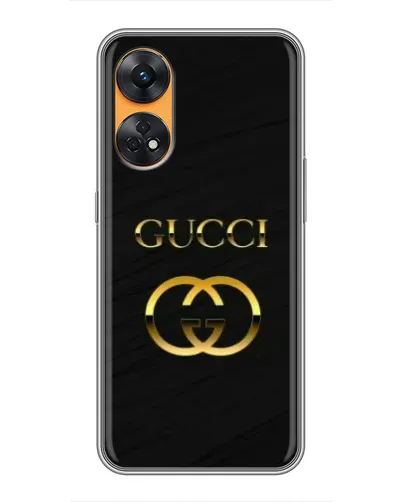 Чехол для OPPO Reno 8T с картинкой «Золотой логотип Gucci»