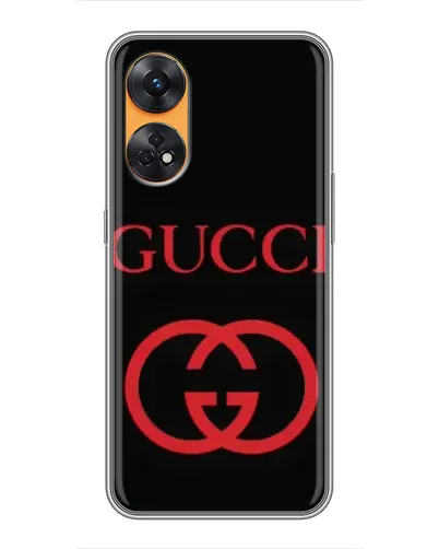Чехол для OPPO Reno 8T с картинкой «Gucci — красный логотип»