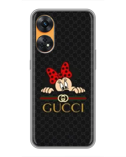 Чехол для OPPO Reno 8T с картинкой «Минни Маус Gucci — черный»