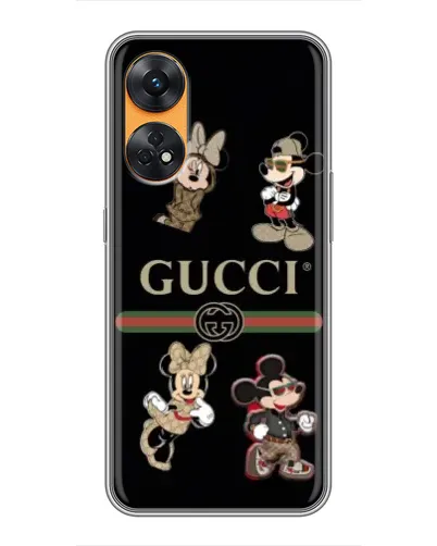 Чехол для OPPO Reno 8T с картинкой «Gucci — герои Disney и монограмма» Чехол для OPPO Reno 8T с картинкой «Gucci — герои Disney и монограмма»