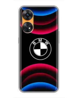 Чехол для OPPO Reno 8T с картинкой «Логотип BMW и неоновые дуги» Чехол для OPPO Reno 8T с картинкой «Логотип BMW и неоновые дуги»