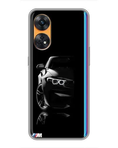 Чехол для OPPO Reno 8T с картинкой «Силуэт BMW в темноте»