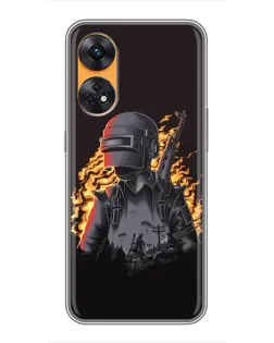 Чохол для OPPO Reno 8T з картинкою «PUBG — вогняний силует»