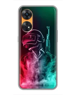 Чохол для OPPO Reno 8T з картинкою «PUBG — вогняний воїн»