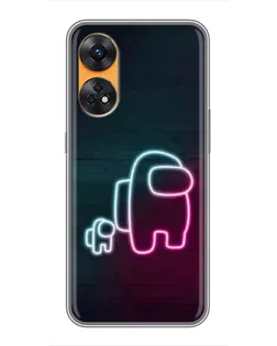 Чехол для OPPO Reno 8T с картинкой «Among Us неон-арт» Чехол для OPPO Reno 8T с картинкой «Among Us неон-арт»
