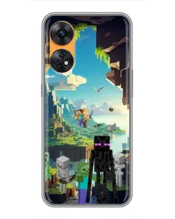 Чехол для OPPO Reno 8T с картинкой «Эндермен в лесу»
