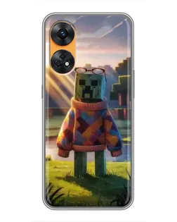 Чехол для OPPO Reno 8T с картинкой «Крипер в свитере»
