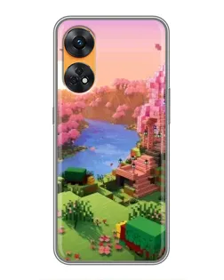 Чехол для OPPO Reno 8T с картинкой «Розовое дерево Minecraft»