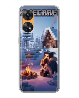 Чехол для OPPO Reno 8T с картинкой «Зимний Minecraft»