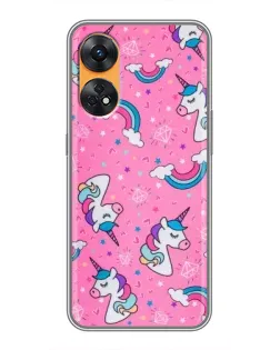 Чехол для OPPO Reno 8T с картинкой «Unicorn паттерн розовый» Чехол для OPPO Reno 8T с картинкой «Unicorn паттерн розовый»