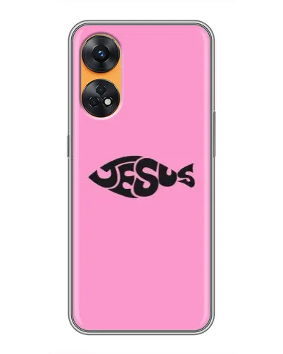 Чехол для OPPO Reno 8T с картинкой «Розовый символ  Jesus»