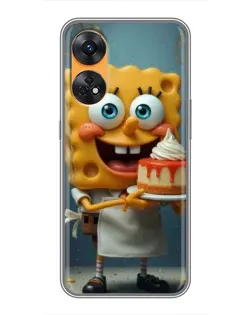 Чехол для OPPO Reno 8T с картинкой «Повар Спанч Боб»