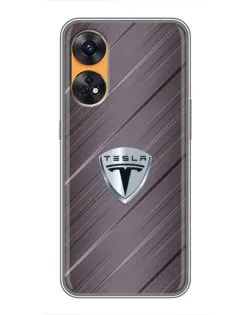 Чехол для OPPO Reno 8T с картинкой «Металлическая текстура Tesla»