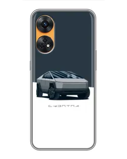 Чехол для OPPO Reno 8T с картинкой «Серебристый Cybertruck Tesla»