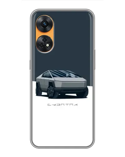 Чехол для OPPO Reno 8T с картинкой «Серебристый Cybertruck Tesla»