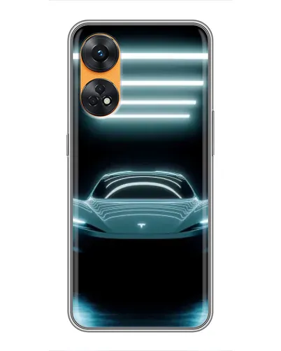 Чехол для OPPO Reno 8T с картинкой «Tesla в неоне»
