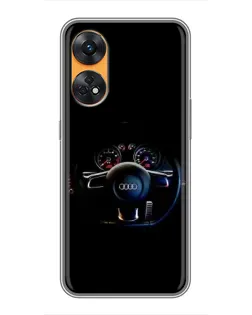 Чехол для OPPO Reno 8T с картинкой «Салон Audi — руль»