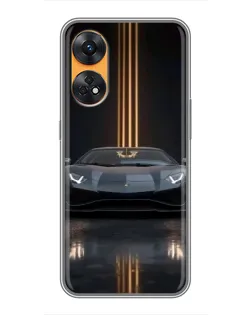 Чехол для OPPO Reno 8T с картинкой «Lamborghini золотые линии»