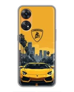 Чехол для OPPO Reno 8T с картинкой «Желтый Lamborghini город» Чехол для OPPO Reno 8T с картинкой «Желтый Lamborghini город»
