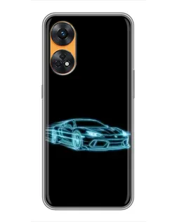 Чехол для OPPO Reno 8T с картинкой «Неоновый контур Lamborghini» Чехол для OPPO Reno 8T с картинкой «Неоновый контур Lamborghini»